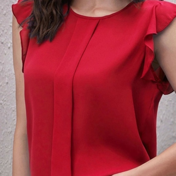 Solid Ruffle Sleeve Top Size 6 - Picture 3 of 4